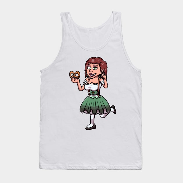 Oktoberfest Girl With Pretzel Tank Top by TheMaskedTooner